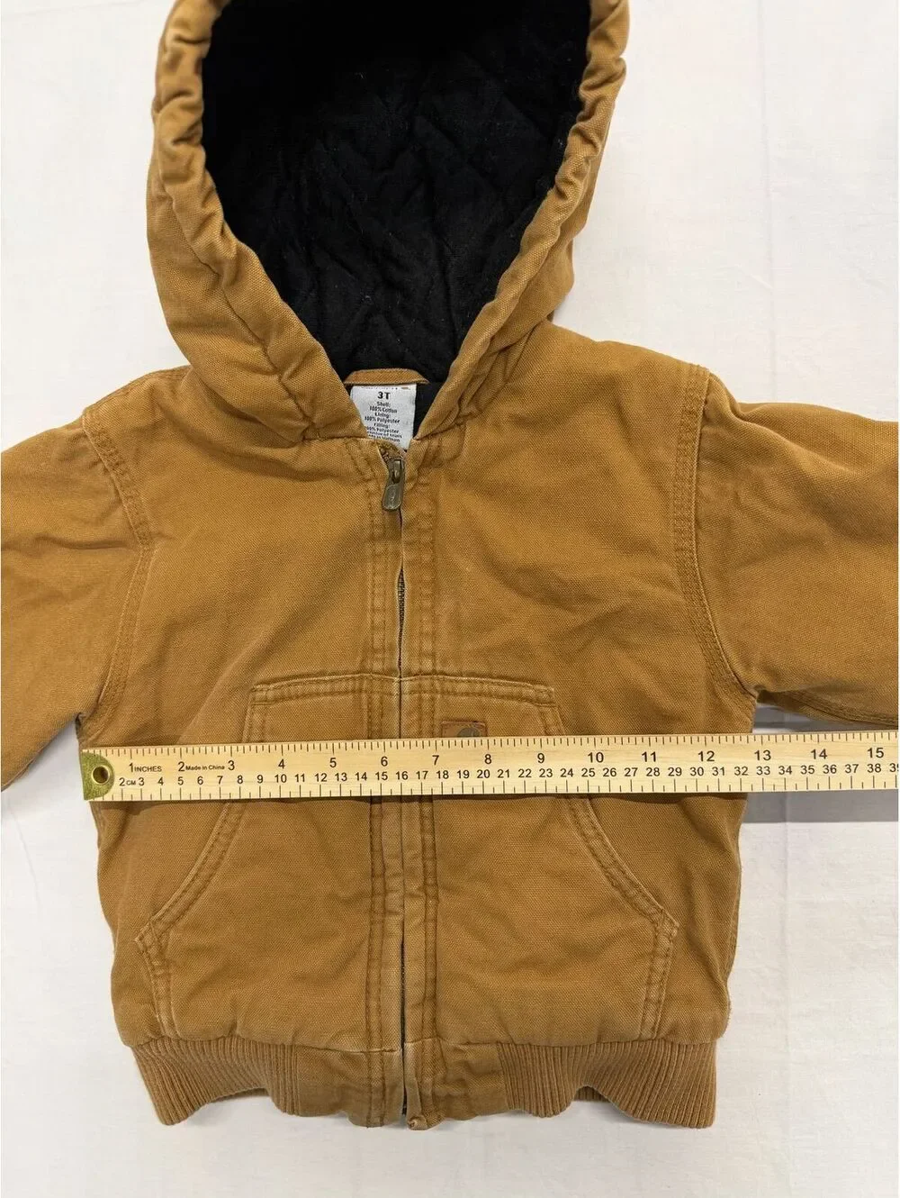 Carhartt Toddler Hooded Work Jacket 3T Brown Quilted Lined